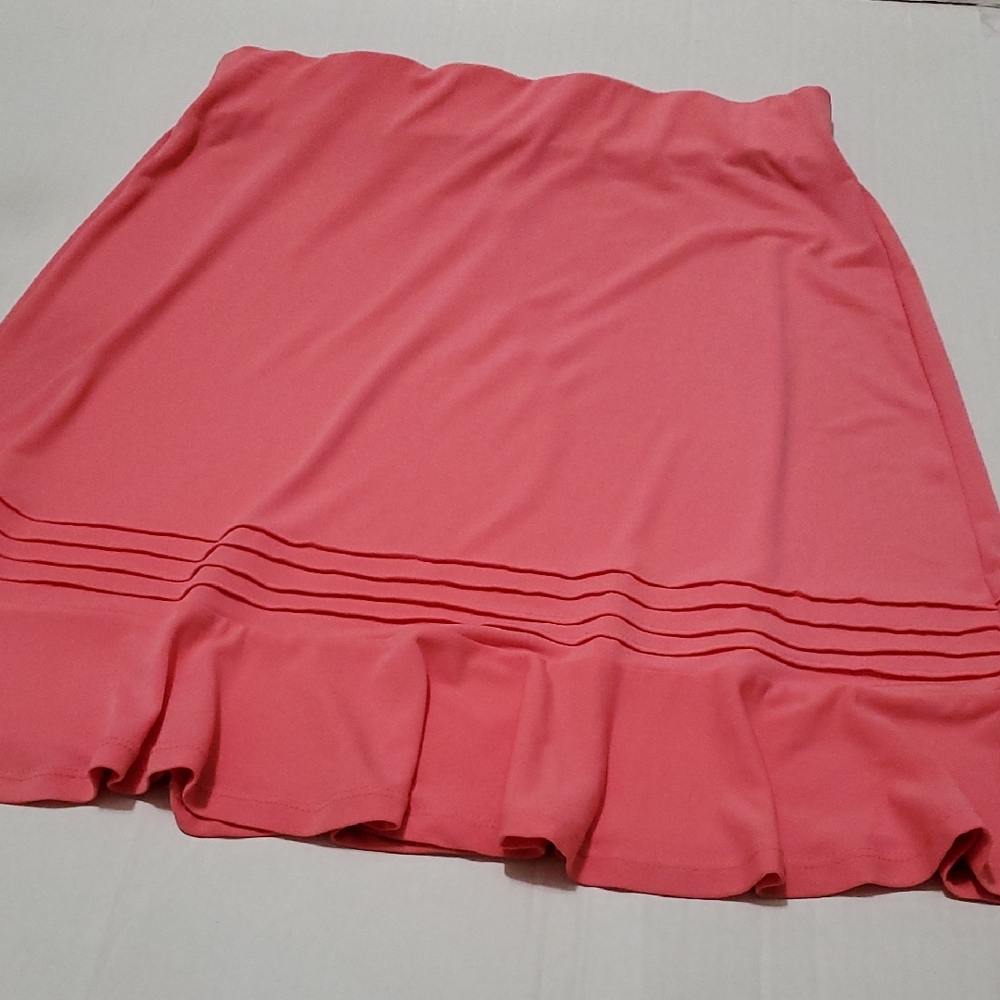 Elegant Retro Y2K Salmon Pintuck Ruffle Knit Mini Skirt M